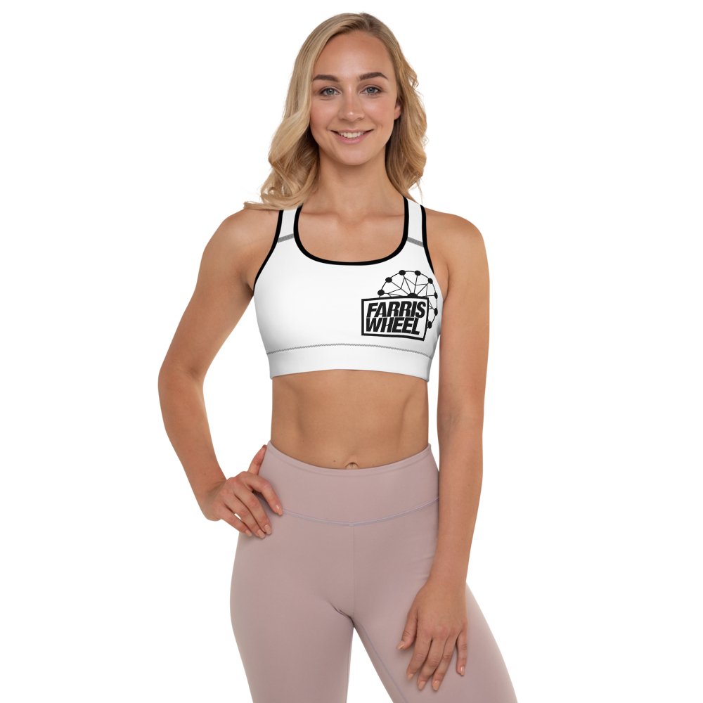 Farris Wheel White Sports Bra - BeExtra! Apparel & More