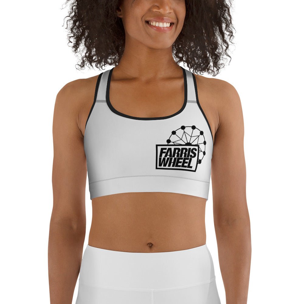 Farris Wheel White Sports Bra - BeExtra! Apparel & More