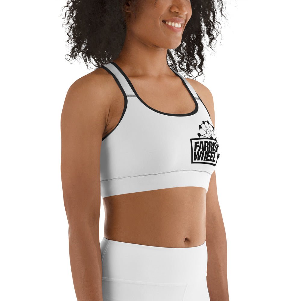 Farris Wheel White Sports Bra - BeExtra! Apparel & More