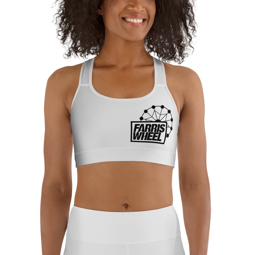 Farris Wheel White Sports Bra - BeExtra! Apparel & More