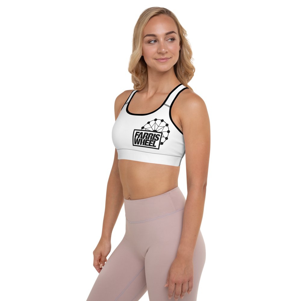 Farris Wheel White Sports Bra - BeExtra! Apparel & More