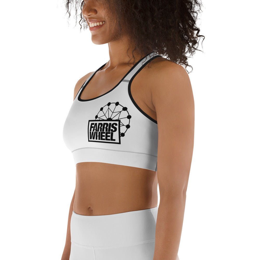 Farris Wheel White Sports Bra - BeExtra! Apparel & More