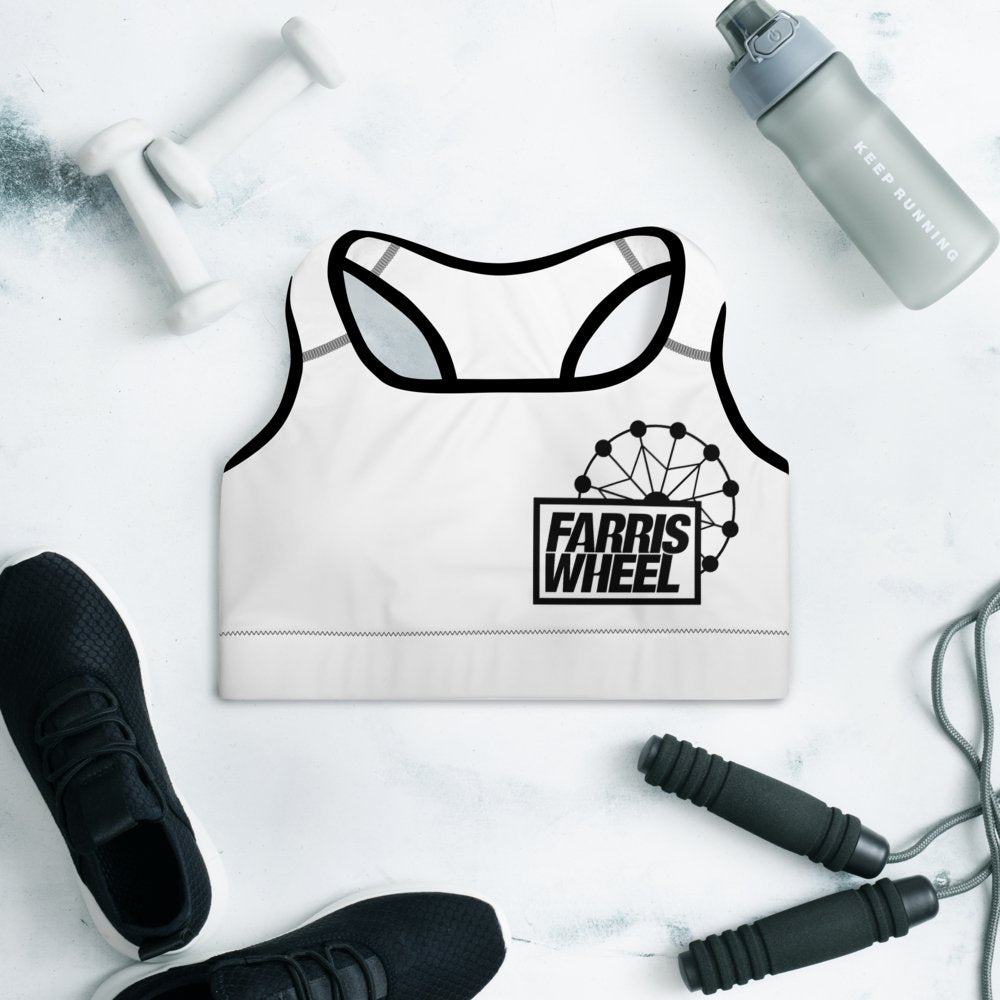 Farris Wheel White Sports Bra - BeExtra! Apparel & More