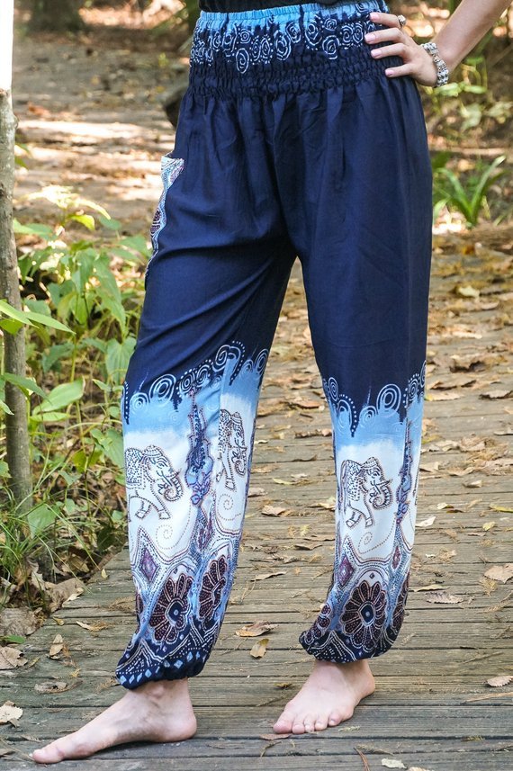 Handmade Blue Elephant Boho Pants - BeExtra! Apparel & More
