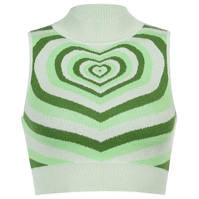 Heart Print Sleeveless Knitted Top - BeExtra! Apparel & More