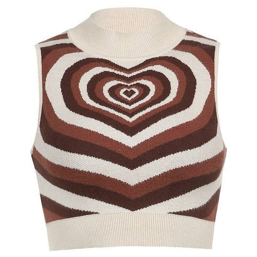 Heart Print Sleeveless Knitted Top - BeExtra! Apparel & More