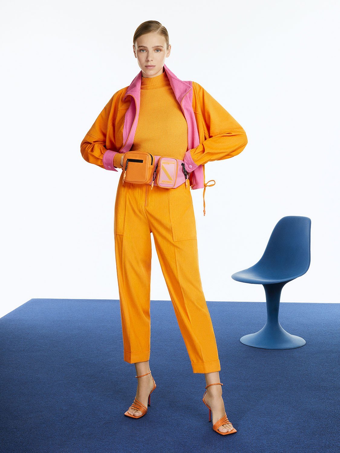 High Collar Orange Bomber Jacket for Women - BeExtra! Apparel & More