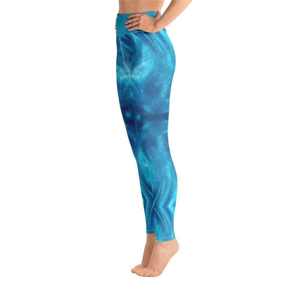 High Waist Blue Waives Yoga Leggings - BeExtra! Apparel & More
