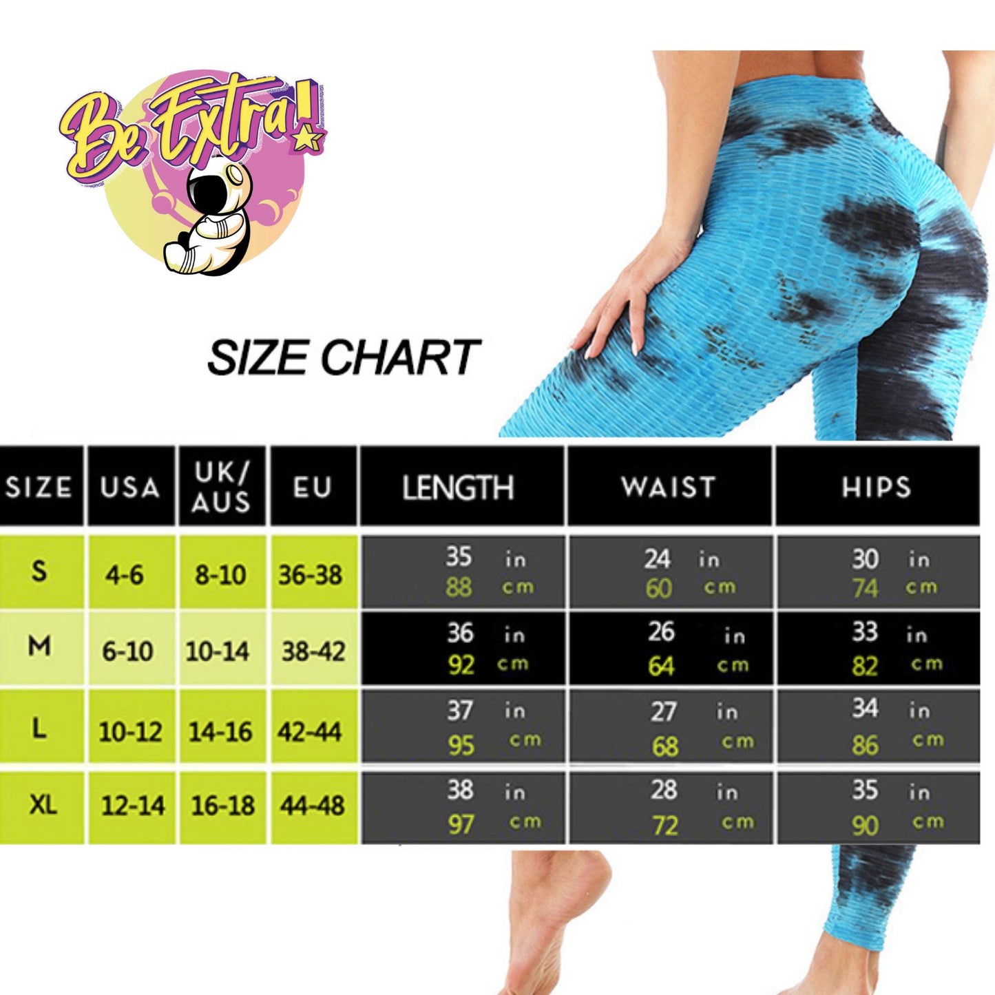 High Waist Tie Dye Butt Lifting Textured Workout Leggings (Rainbow) - BeExtra! Apparel & More