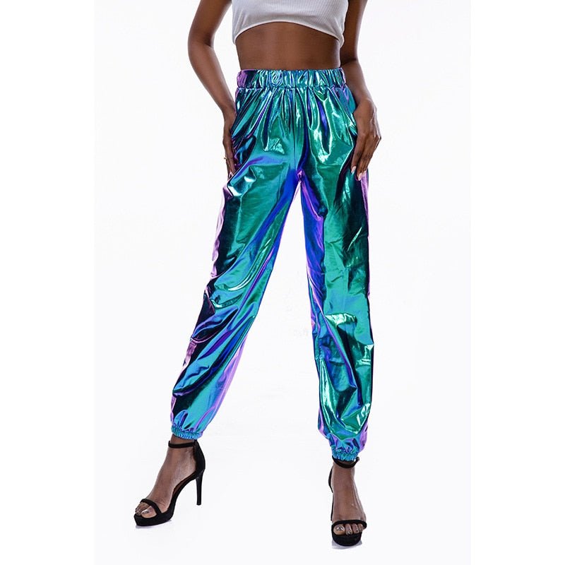 Holographic Women's Festival Rave Pants - BeExtra! Apparel & More