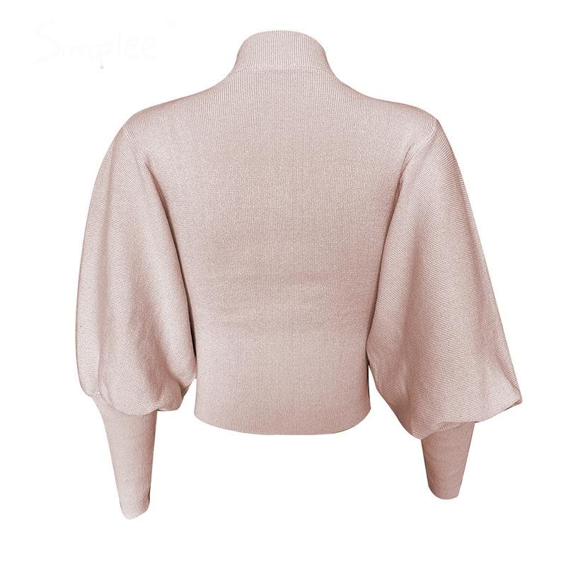 Knitted High Collar Sweater with Loose Sleeves - BeExtra! Apparel & More