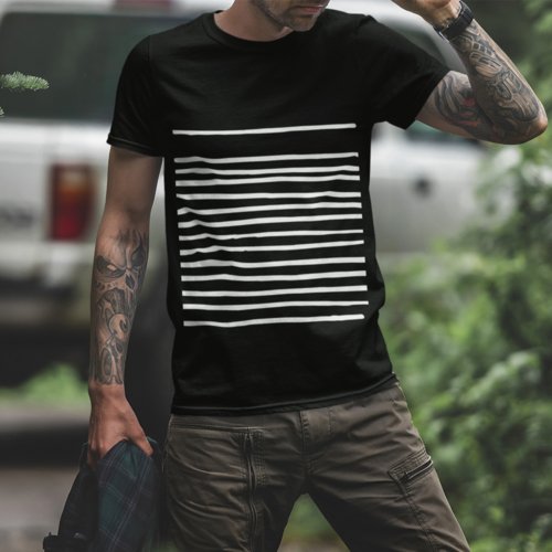 Mens T-Shirt With Black Lines - BeExtra! Apparel & More