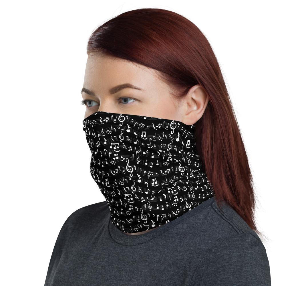 Music Notes Neck Gaiter Black - BeExtra! Apparel & More