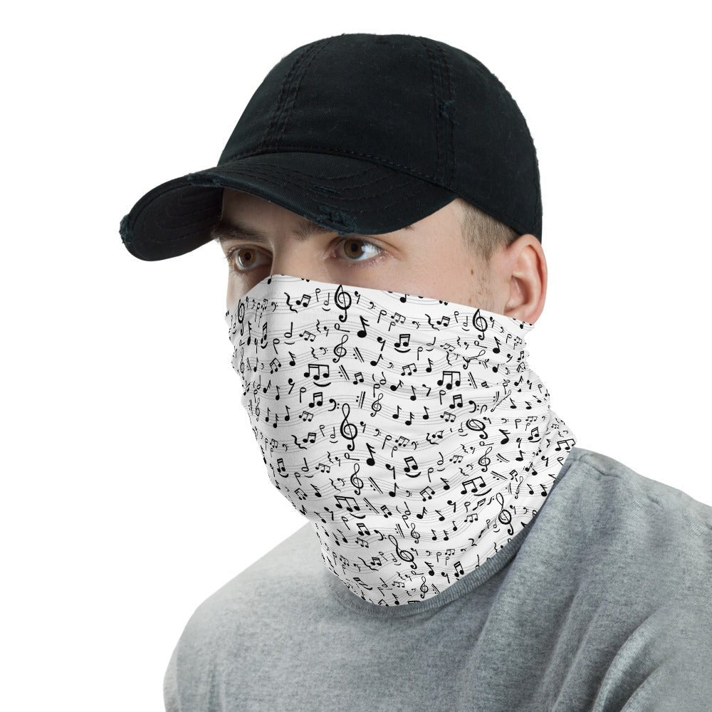 Music Notes Neck Gaiter White - BeExtra! Apparel & More