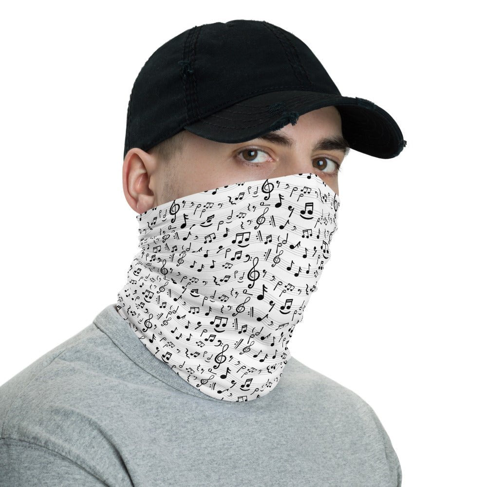 Music Notes Neck Gaiter White - BeExtra! Apparel & More