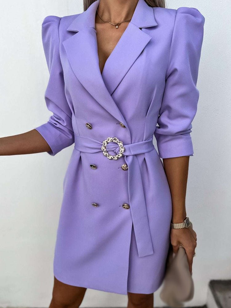 Notched Collar Blazer Style Straight Dress - BeExtra! Apparel & More