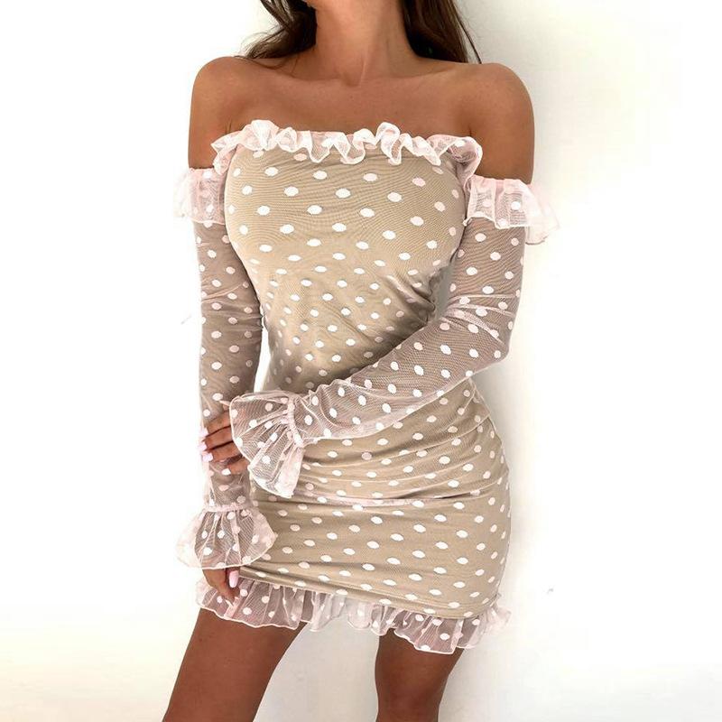 Off-Shoulder Mesh Polka Dot Dress - BeExtra! Apparel & More