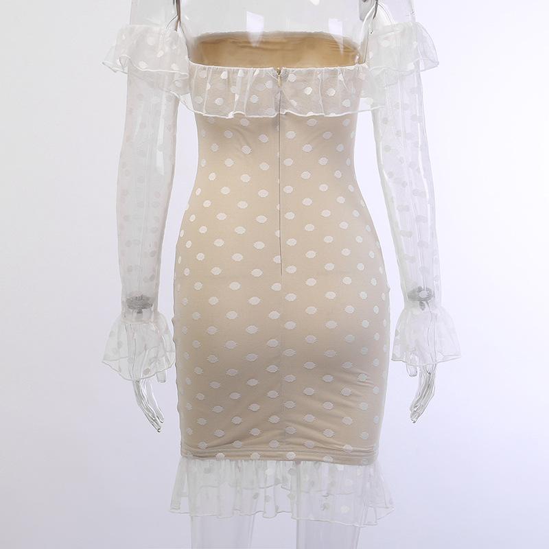 Off-Shoulder Mesh Polka Dot Dress - BeExtra! Apparel & More