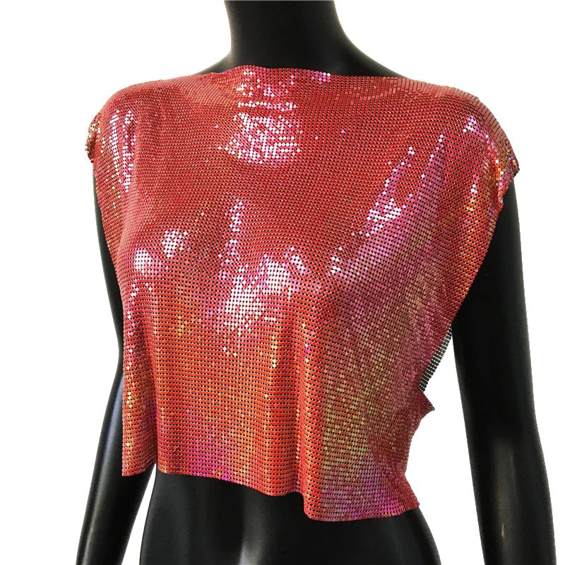 Sparkly Metal Sequins Women's Crop Top - BeExtra! Apparel & More