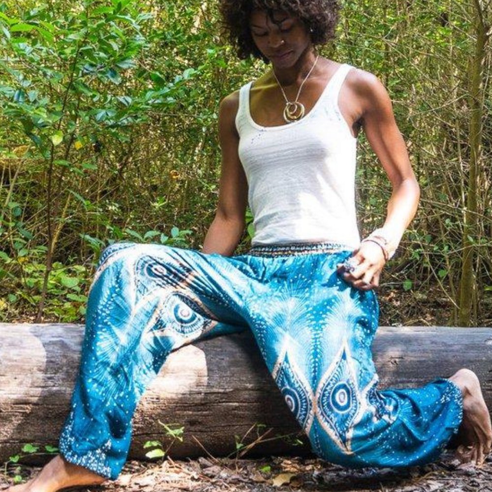 Teal Peacock Women Boho Pants - BeExtra! Apparel & More