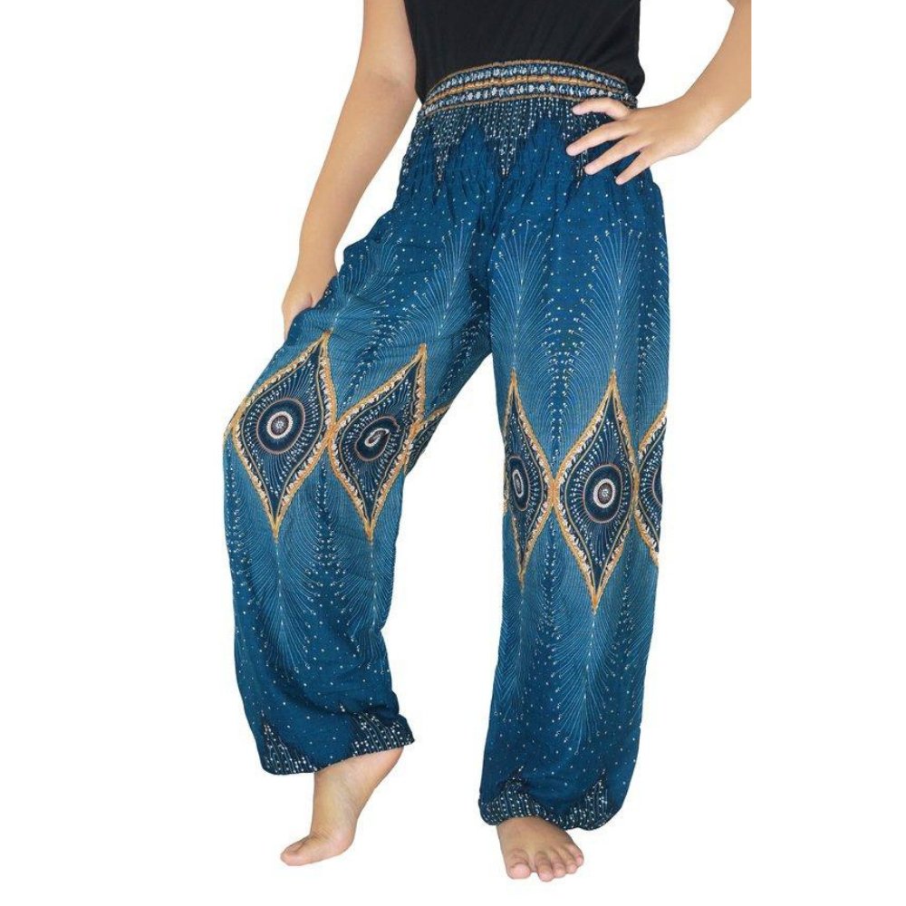 Teal Peacock Women Boho Pants - BeExtra! Apparel & More