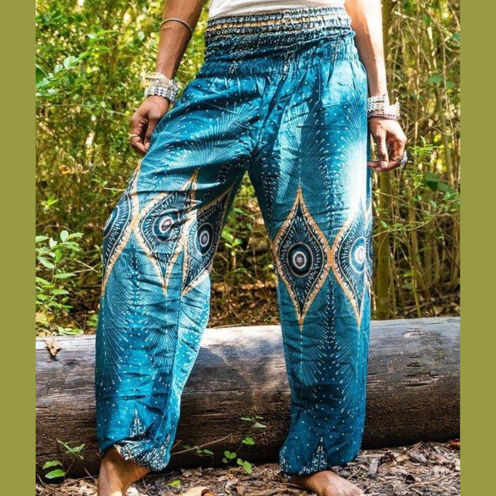 Teal Peacock Women Boho Pants - BeExtra! Apparel & More