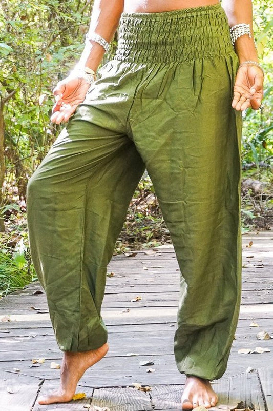 Unisex Olive Green Boho Harem Pants - BeExtra! Apparel & More